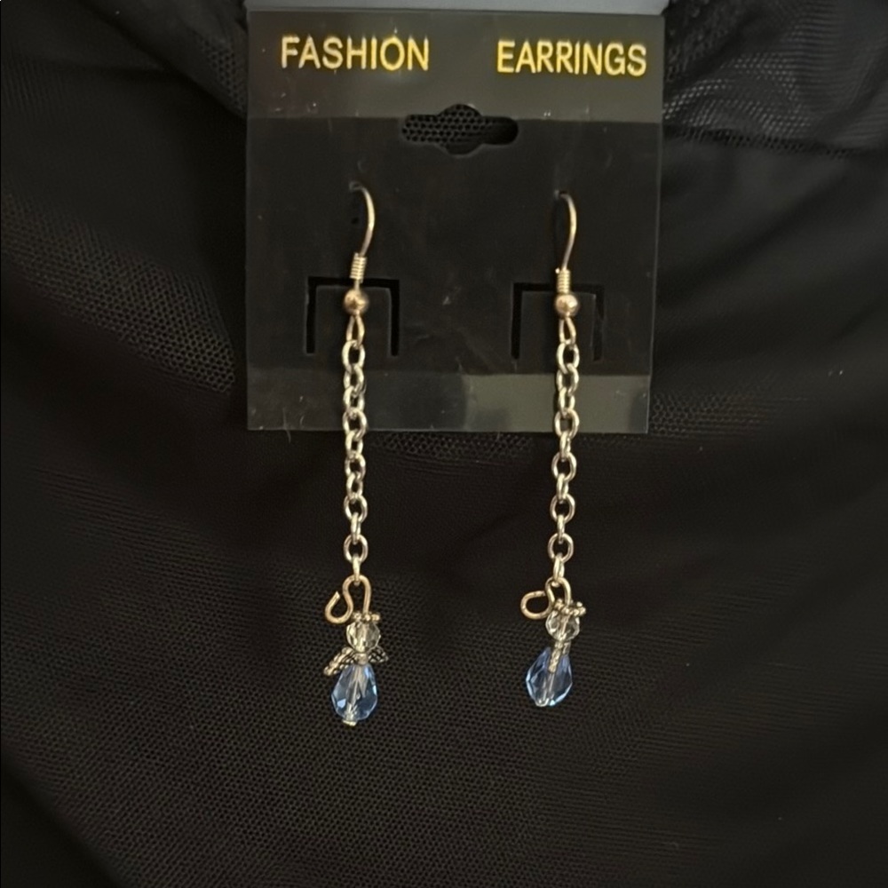 Elegant Silver and Blue Drop Earrings